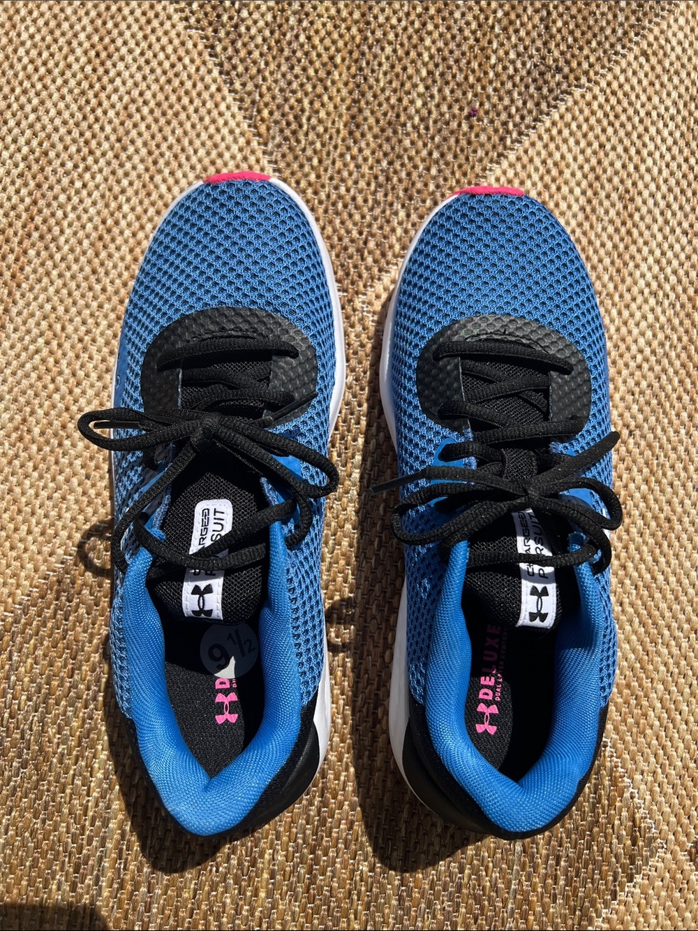 Under Armour Blue and Black Women's Athletic Sneakers with Pink Accents